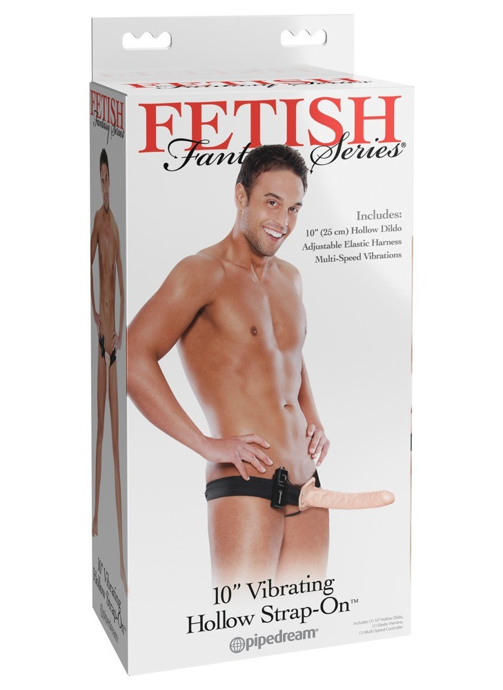 10" Vibrating Hollow Strap-on